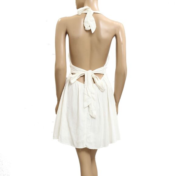 Free People Free-Est Callie Chic Mini Dress Halter White Open Back S New 283479 - Picture 3 of 4